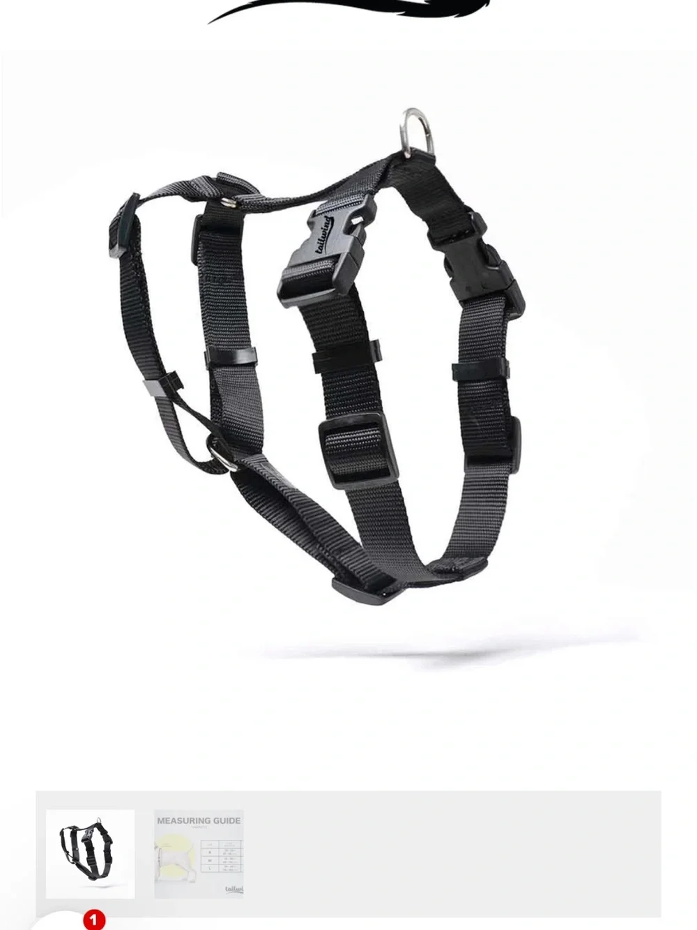 Adjustable Black Nylon Dog Harness with Quick-Release Buckles